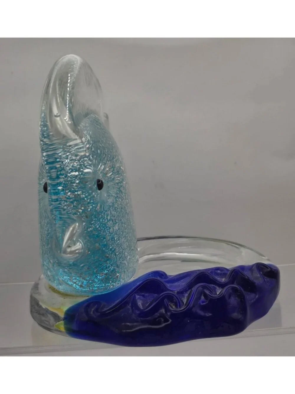 PartyLite Glass Fish Candle Holder Blue Art Glass Tea Light Taiwan - Picture 5 of 6